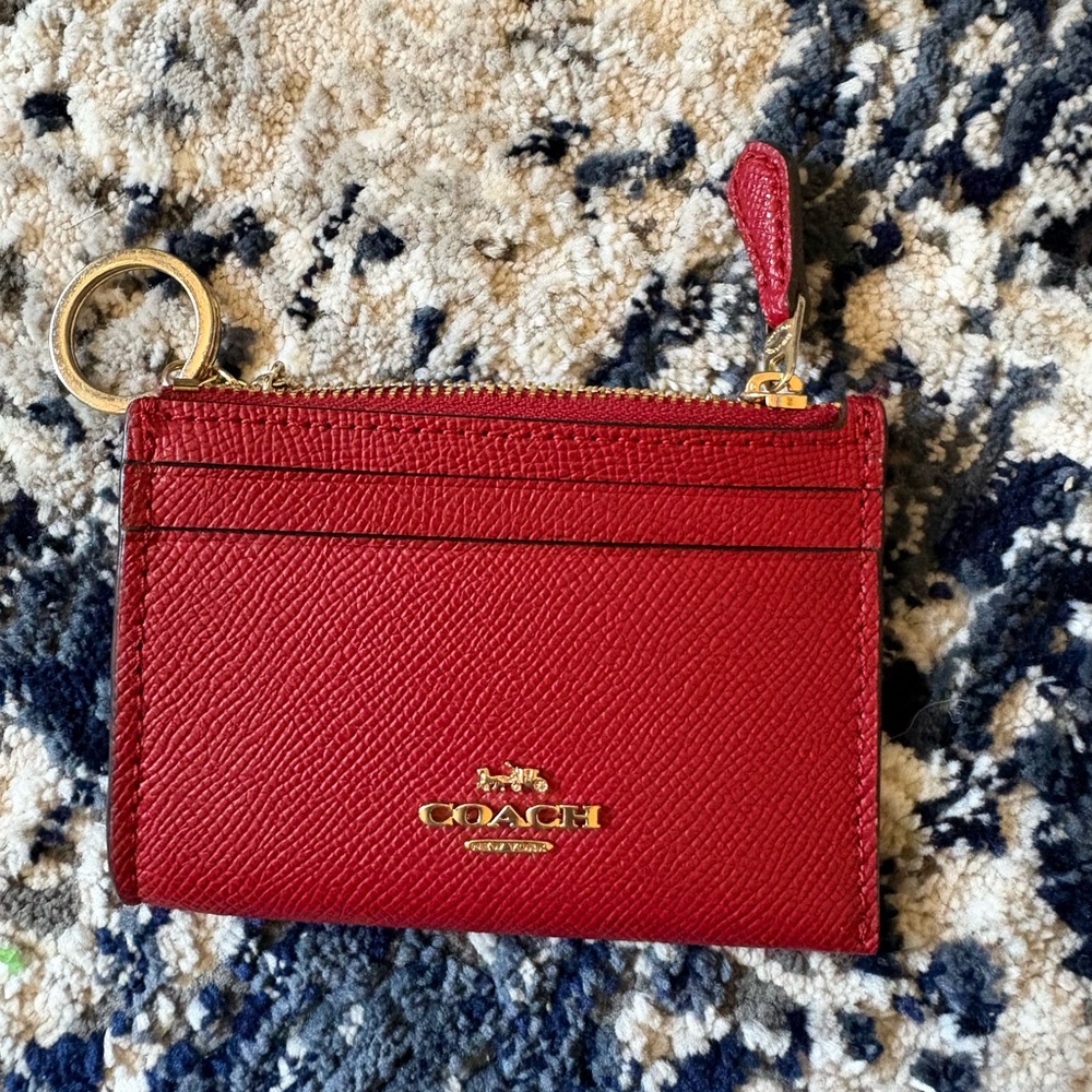 Coach Scarlet Leather Key and Card Holder